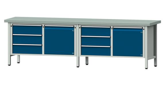 ANKE Stół warszt., mod.106 V, płyta okł.z bl.ocyn. 2800x700x850 mm RAL 7035/5010