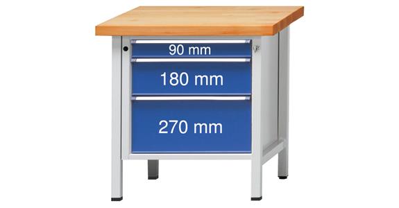 Cabinet workbench BSP 800x700x900 mm 3 drawers 90/180/270 mm RAL7035/5010