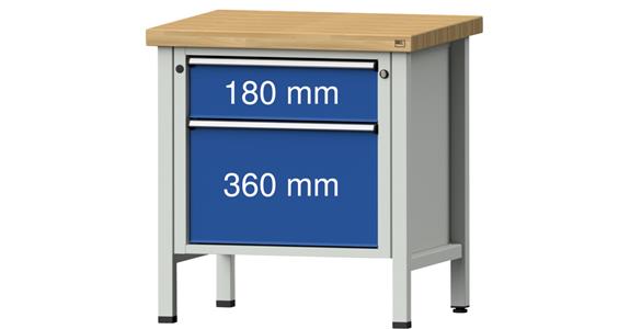 ANKE Stół warszt. 55 V, buk lity, nośn. 1500 kg, 800x700x900 mm RAL 7035