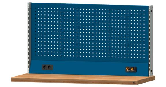Workbench supers. WxH 1500x800 mm 1x perf. met. plate 1x cab. duct RAL 7035/5010