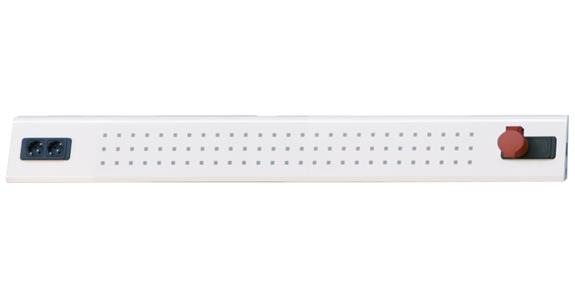 Power strip 1500x90x170mm RAL7035 2x Schuko sockets 230V/1x CEE socket 400V