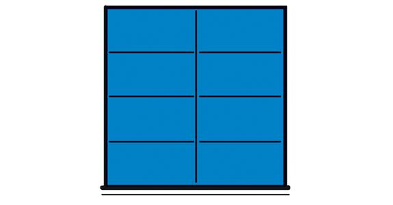 Drawer fixture assortment, divider 1/4 for front height 120/150 mm