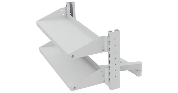 Swivel arm with swivel frame and 2 tilting shelves WxDxH 680x287x400 mm