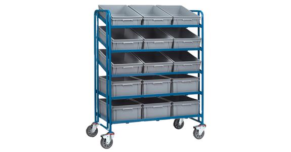 Euro box trolley 5-shelf frame capacity 300 kg LxWxH 1372x685x1686 mm