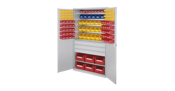 Large cabinet 1950x1130x590mm RAL 7035 116 easy-view storage bins 6 shelves