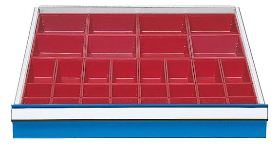 Drawer fixture, 24 small parts boxes for 70/705 mod. 704 height 100+125 mm