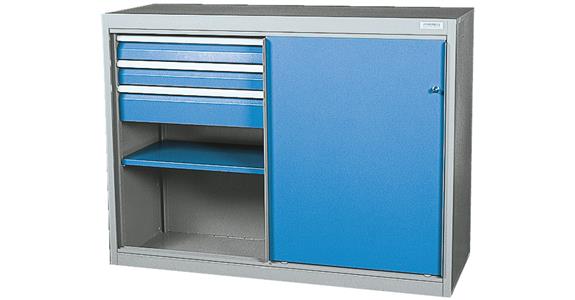 Obudowa szaf. z drzw. przesuwnymi i szufl. (pusta) RAL 7035/5012 1019x1410x790 mm