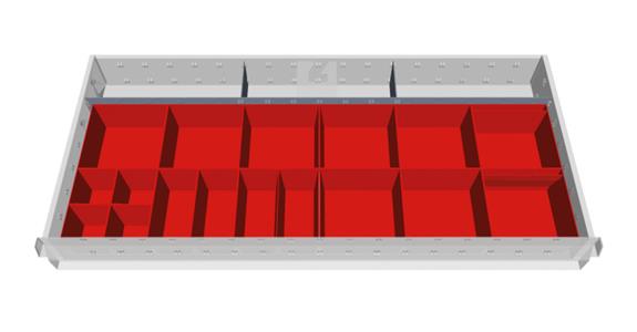 Drawer divider, plastic, front height 100 mm for cabinets, 980 mm wide