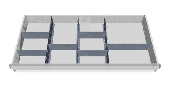 Drawer divider, metal, front height 100 mm for cabinets 980 mm wide