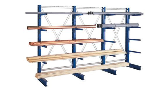 Podstawowy regał wspornikowy IPE140, jednostronny 2000x1000x600 RAL5010, 4 wspor./regał