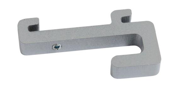 Hook long HxWxD 55x8x128 mm RAL 9006 silver for cleaning station 85852 101