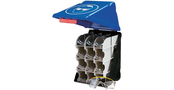 Safety goggles box ABS plastic blue LxWxH 23.6x31.5x20 cm f. 12 pairs of goggles