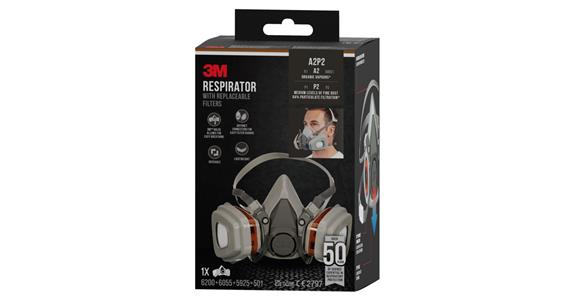 Breath.prot. starter set 6002 C w/ half-f mask type 6200 incl. filt.+filt. cover