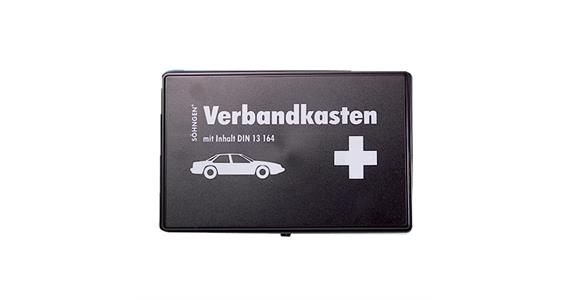 Vehicle first aid kit made of ABS plastic filled according to DIN 13164