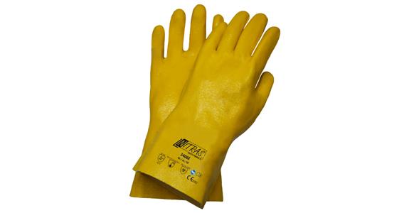 Nitrile glove fully-coated yellow with cuff PU=12 pairs size 10
