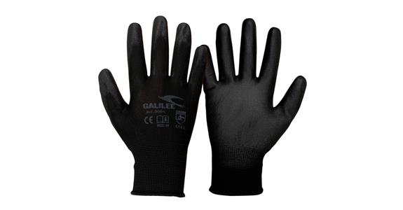 Nylon knitted glove PU-coated black PU=12 pairs size 8
