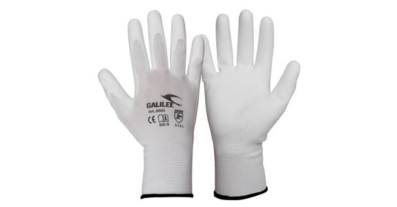 Nylon knitted glove PU-coated white PU=12 pairs size 11