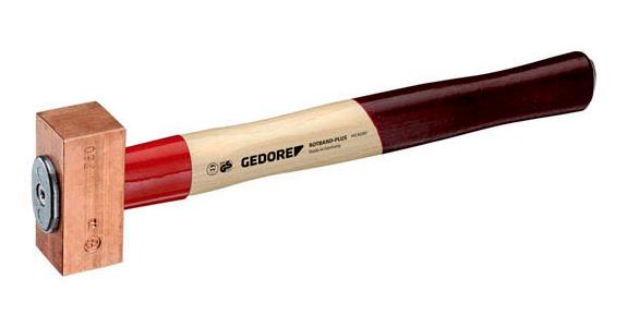 ROTBAND-PLUS copper hammer, weight 2,000 g, length 400 mm, with hickory handle