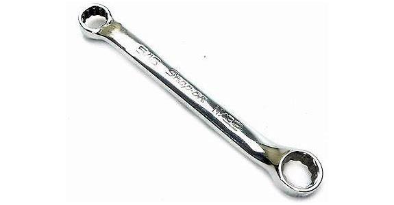 Bi-hexagon double box-end wrench 5/16 inch x 11/32 inch