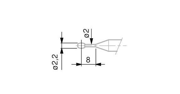 TESA końcówka pomiarowa, baryłkowa 2,2 mm (do M3-M16)