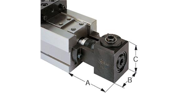 Napęd kątowy do imadła kompaktowego NC typu RKE, szerokość szczęki 125 mm