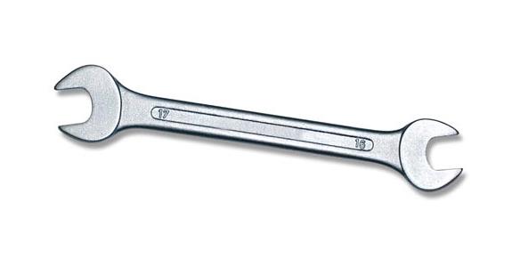 Double open-end wrench 15° DIN 3110 CV steel AF 17x19 mm