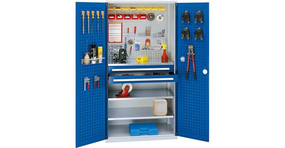 Cabinet w/ door w/ viewing window, mod. 1, 7035, 3 shelf, 2 drawers