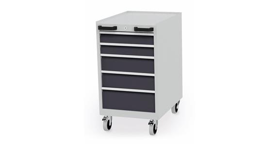 Mobilna szafka z szufladami S555xG736xW990 mm 5x szufl. RAL 7035/7016