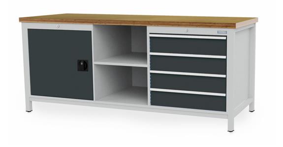 Stół rob. zam. S2000XG750XW859 mm 4x szufl. 1x drzwi na zaw. 2x półka 7035/7016