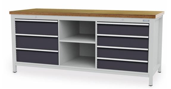Stół roboczy zamykany S2000XG750XW859 mm 7x szufl. 2x półki RAL7035/7016