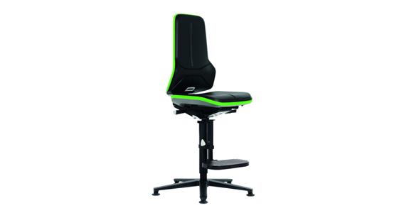 Obr. krz. rob. Neon 3 wys. siedz. 590-870 mm pian. PU z płozą, ziel. pasek elast.