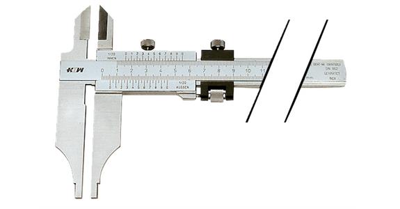 Precision workshop callipers 0-300 mm with blade tips and fine adjustment
