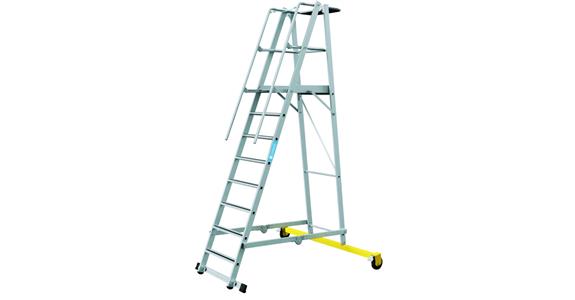 Mobile platform steps, folding, 8 rungs, platform height 2.10 m