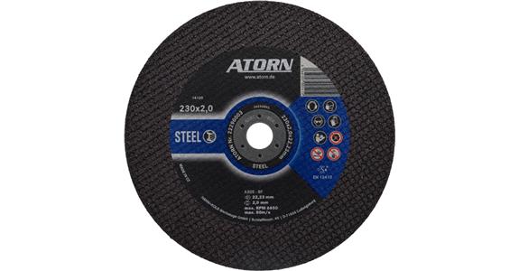 ATORN tarcza tnąca do stali/żeliwa - typ A30S-BF, 230x2,0x22,23 mm
