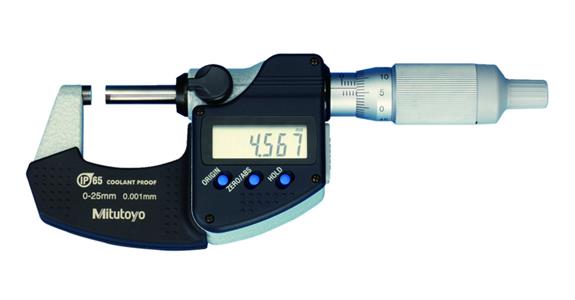 Digimatic IP65 micrometer 0-25 mm with ratchet barrel