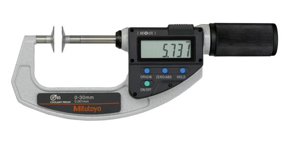 Quickmike IP65 dig. micrometer 0-30 mm, disc meas. surfaces, DO, non-rotating