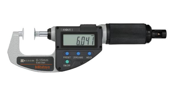 Quickmike dig. micrometer 0-15 mm, disc meas. surfaces, DO adj. meas. force
