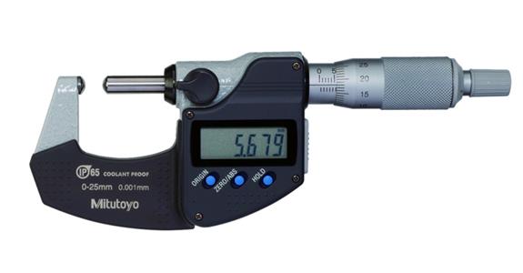 IP65 dig. micrometer 25-50 mm, w. curved surfaces both sides, DO