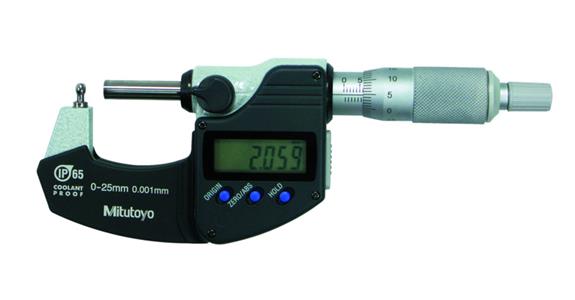 IP65 dig. micrometer 0-25 mm, w. curved surfaces, type B, DO