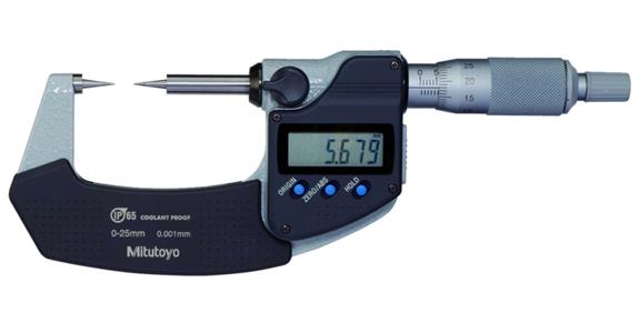 IP65 dig. micrometer 75-100 mm, tapered meas. surface 15°, data output