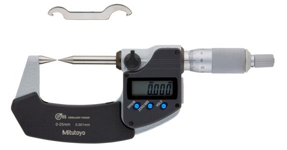 IP65 dig. micrometer 75-100 mm, tapered meas. surface 30°, data output