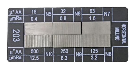 Surface specimen plate horizontal milling, 6 reference specimens N5-N10