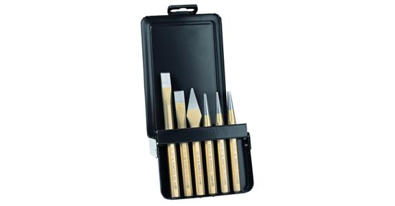 Tool set chisel centre punch and drift set 6 pieces in cassette