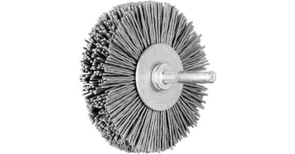 Shank wheel brush, plastic (SiC), 0.90x15x50mm, cylinder clamping shank dia. 6mm