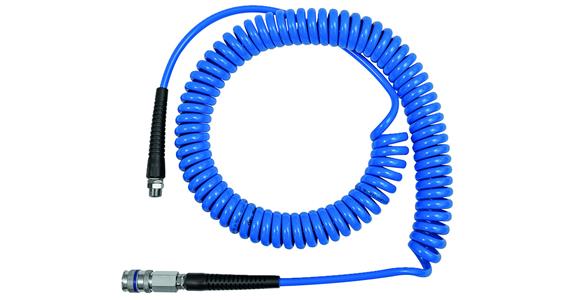 Spiral hose set PU with standard coupling NW 7.8 dia. 10x6.5, length 6.0 m