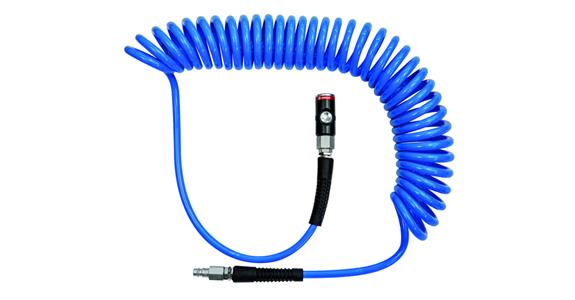 Spiral hose set PU with push-button safety coupling NW 7.2 dia. 10x6.5, L6.0 m