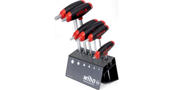 Hexagon pin wrench set T-handle ComfortGrip 6 pieces AF 2.5-8.0 mm in stand