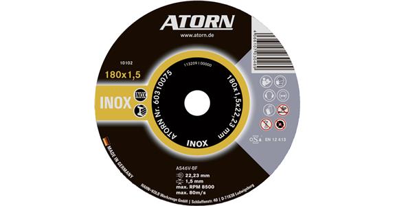 ATORN tarcza tnąca do stali nierdzewnej, 180 x 1,5 x 22 mm INOX