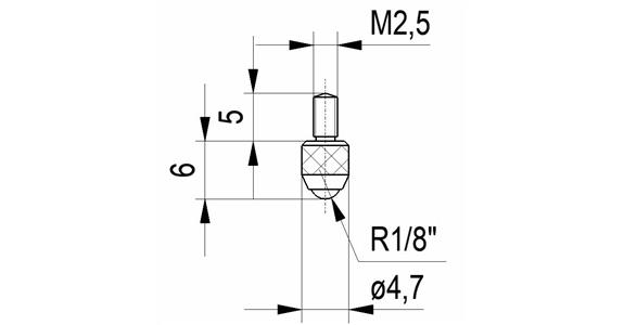 Ball probe no.12c f. dial gauges+prec. point. conn. thr. M2.5 plas. ins. 3 mm