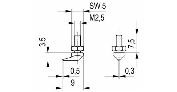 Gauge slide no. 24 side offset for dial gauges + precision pointers A-thr. M2.5